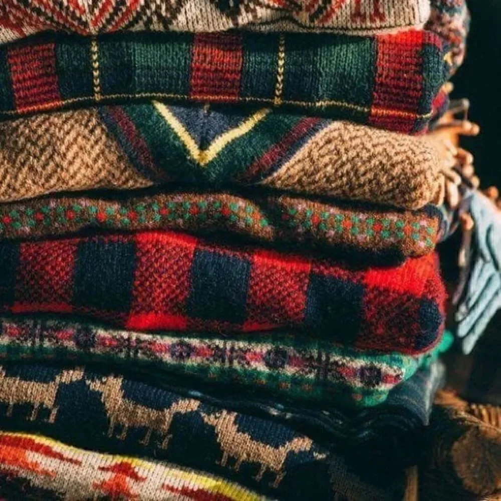 Polo Ralph Lauren ~ Tartan Plaid Merino Wool & Suede Crewneck Sweater